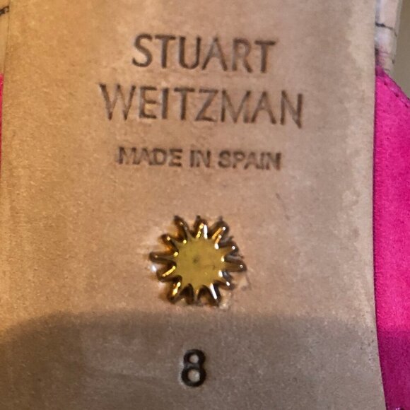 NEW (NWOT) Stuart Weitzman Brigida pink suede/cork heeled sandals sz 8 - Picture 12 of 16